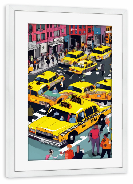 Poster mit Rahmen weiß "New Yorker Minute" artboxONE - Automobile