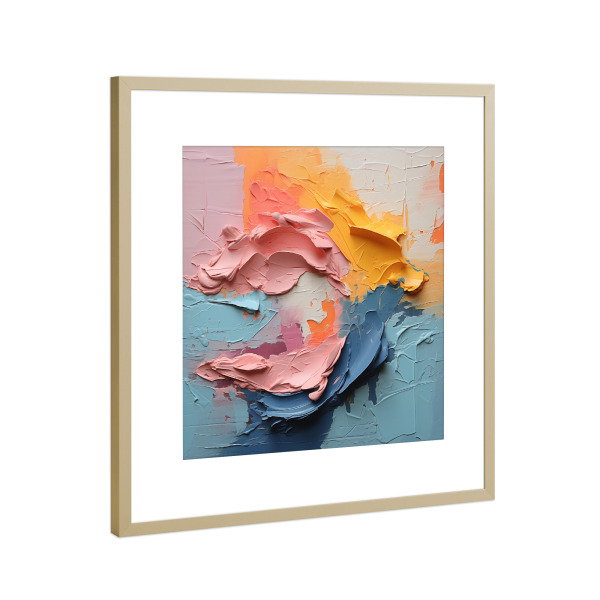 Poster mit Rahmen Gold "Grobe Farbkleckse" artboxONE - Abstrakt,Architektur,Geometrie