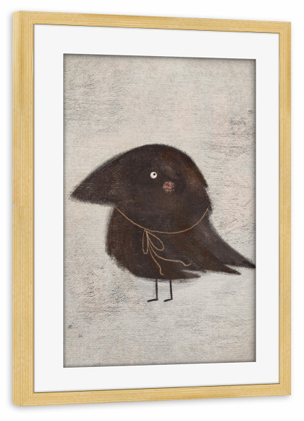 Poster mit Rahmen kiefer "Nelli Suneli - Kleiner Rabe" artboxONE - Für Kinder,Tiere - Illustration,Kinderzimmer,Kindermotiv,Kind,Niedlich,Tier