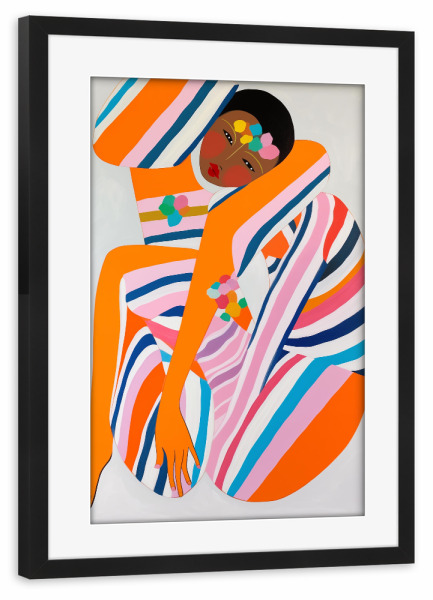 Poster mit Rahmen schwarz "Feminine Streifen" artboxONE - Abstrakt,Menschen,Fashion