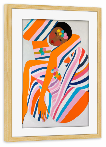 Poster mit Rahmen kiefer "Feminine Streifen" artboxONE - Abstrakt,Menschen,Fashion