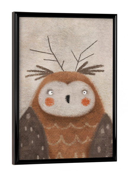 Poster mit schwarzem Rahmen "Nelli Suneli - Eule" artboxONE - Natur,Für Kinder,Tiere