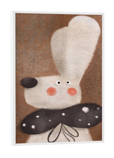 Poster mit weißem Rahmen "Nelli Suneli - Hase mit Schleife" artboxONE - Für Kinder,Tiere