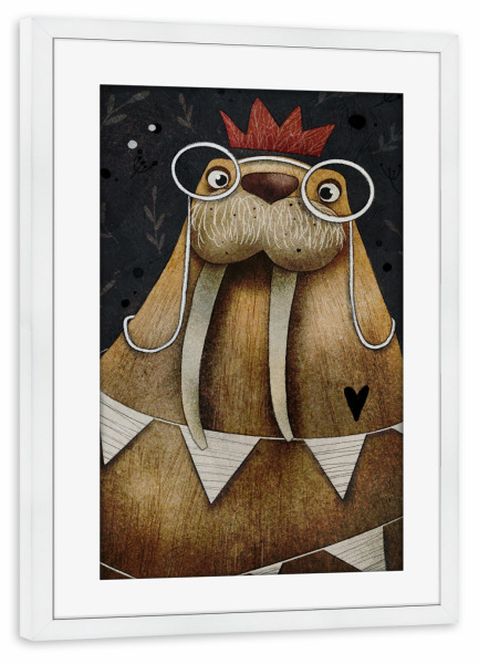 Poster mit Rahmen weiß "Nelli Suneli - Walross" artboxONE - Für Kinder,Tiere