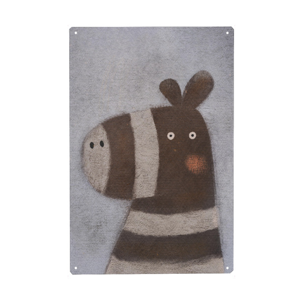 Metall Poster "Nelli Suneli - Zebra" artboxONE - Für Kinder,Tiere - Illustration,Kinderzimmer,Kindermotiv,Kind,Niedlich,Tier,Zebra,Afrika,Safari