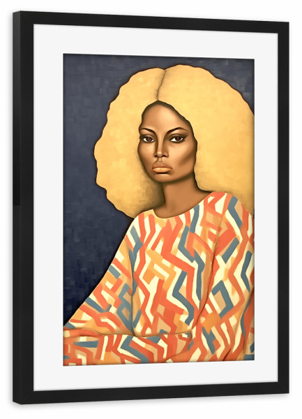 Poster mit Rahmen schwarz "Goldenes Haar" artboxONE - Menschen,Geometrie,Festivals