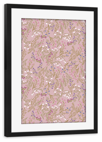 Poster mit Rahmen schwarz "Cecilia Mok - Meadow Petal" artboxONE - Natur,Floral - Muster,Floral,Wiese,Botanik,Blume,Natur,Blüte,Rosa,Altrosa