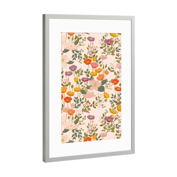 Poster mit Rahmen Silber "Cecilia Mok - Cloisonne" artboxONE - Natur,Floral - Floral,Botanik,Natur,Blume,Blüte,Muster,Frühling,Sommer