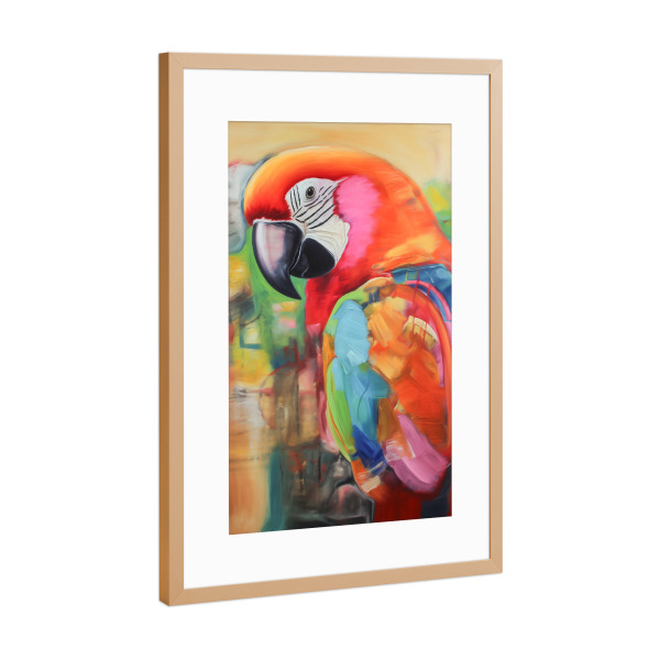 Poster mit Rahmen Kupfer "Bunter pop-art Ara" artboxONE - Natur,Tiere,Abstrakt