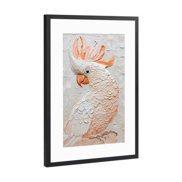 Poster mit Rahmen Schwarz (Metallic) "Pastell peach Kakadu" artboxONE - Natur,Tiere,Abstrakt
