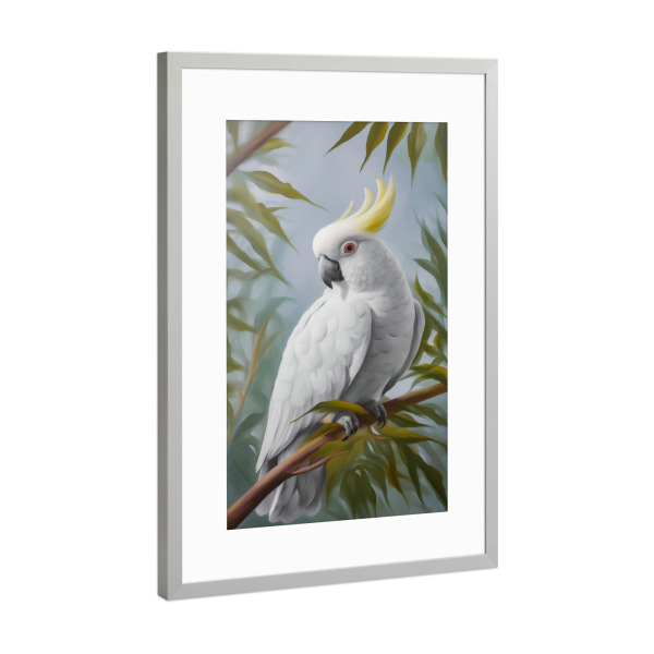 Poster mit Rahmen Silber "Tropischer Kakadu" artboxONE - Natur,Floral,Tiere