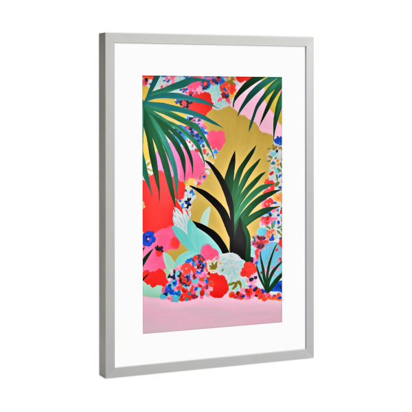 Poster mit Rahmen Silber "Bunte Blumen Freude" artboxONE - Natur,Floral,Abstrakt