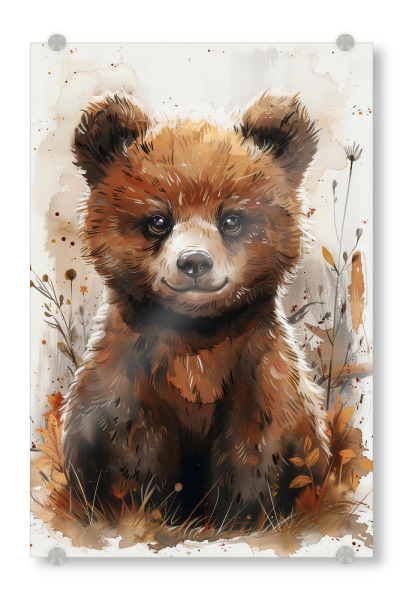 Acrylglasbild "Baby Bear (matart)" artboxONE - Für Kinder,Tiere - Bear,Bears,Animal,Animals,Nature,Baby,Cute,Wild,Painting,Watercolor