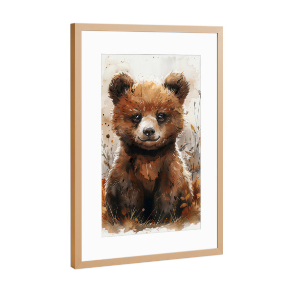 Poster mit Rahmen Kupfer "Baby Bear (matart)" artboxONE - Für Kinder,Tiere - Bear,Bears,Animal,Animals,Nature,Baby,Cute,Wild,Painting,Watercolor
