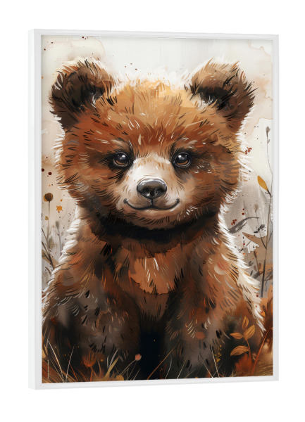 Poster mit weißem Rahmen "Baby Bear (matart)" artboxONE - Für Kinder,Tiere - Bear,Bears,Animal,Animals,Nature,Baby,Cute,Wild,Painting,Watercolor