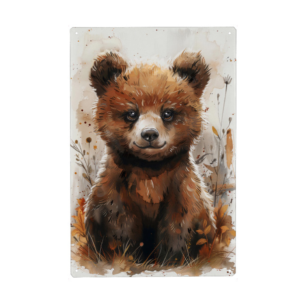 Holzbild "Baby Bear (matart)" artboxONE - Für Kinder,Tiere - Bear,Bears,Animal,Animals,Nature,Baby,Cute,Wild,Painting,Watercolor