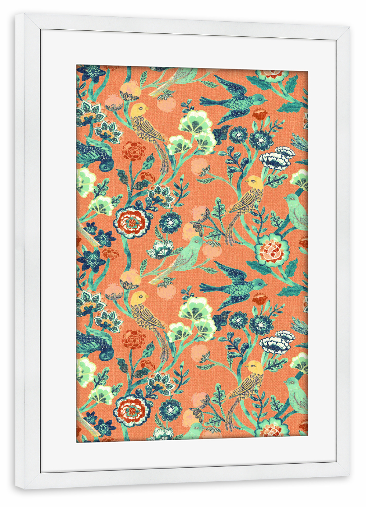 Poster mit Rahmen weiß "Cecilia Mok - Chintz Coral" artboxONE - Natur,Floral,Tiere