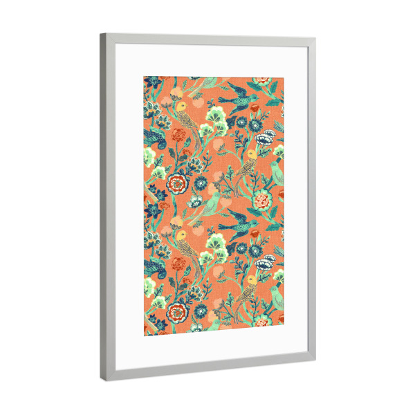 Poster mit Rahmen Silber "Cecilia Mok - Chintz Coral" artboxONE - Natur,Floral,Tiere