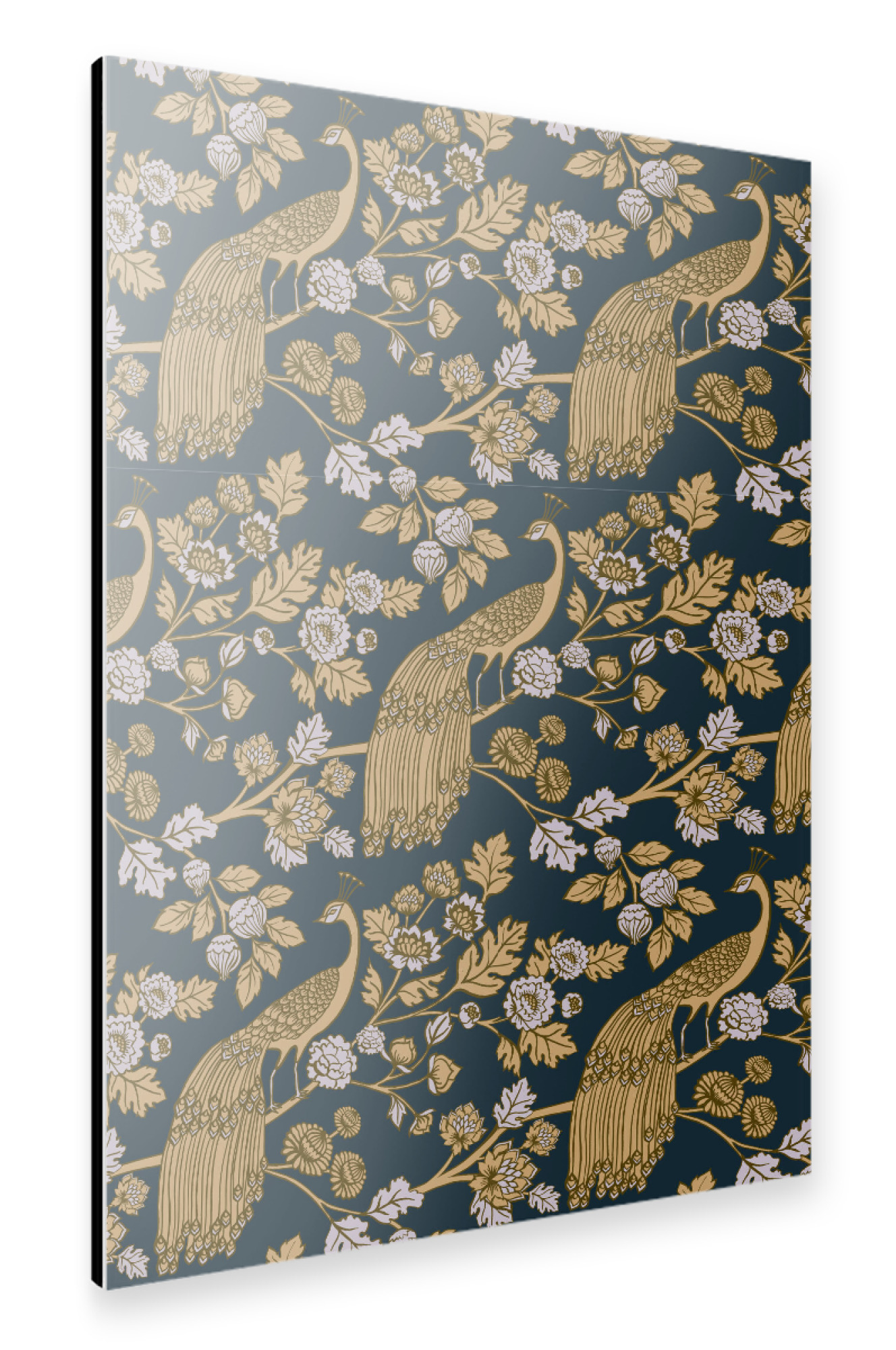 Alu-Dibond "Cecilia Mok - Pfauengarten gold" 30x20 cm artboxONE