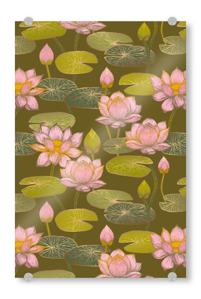 Acrylglasbild "Cecilia Mok - Lotusblüten Moos" artboxONE - Natur,Floral
