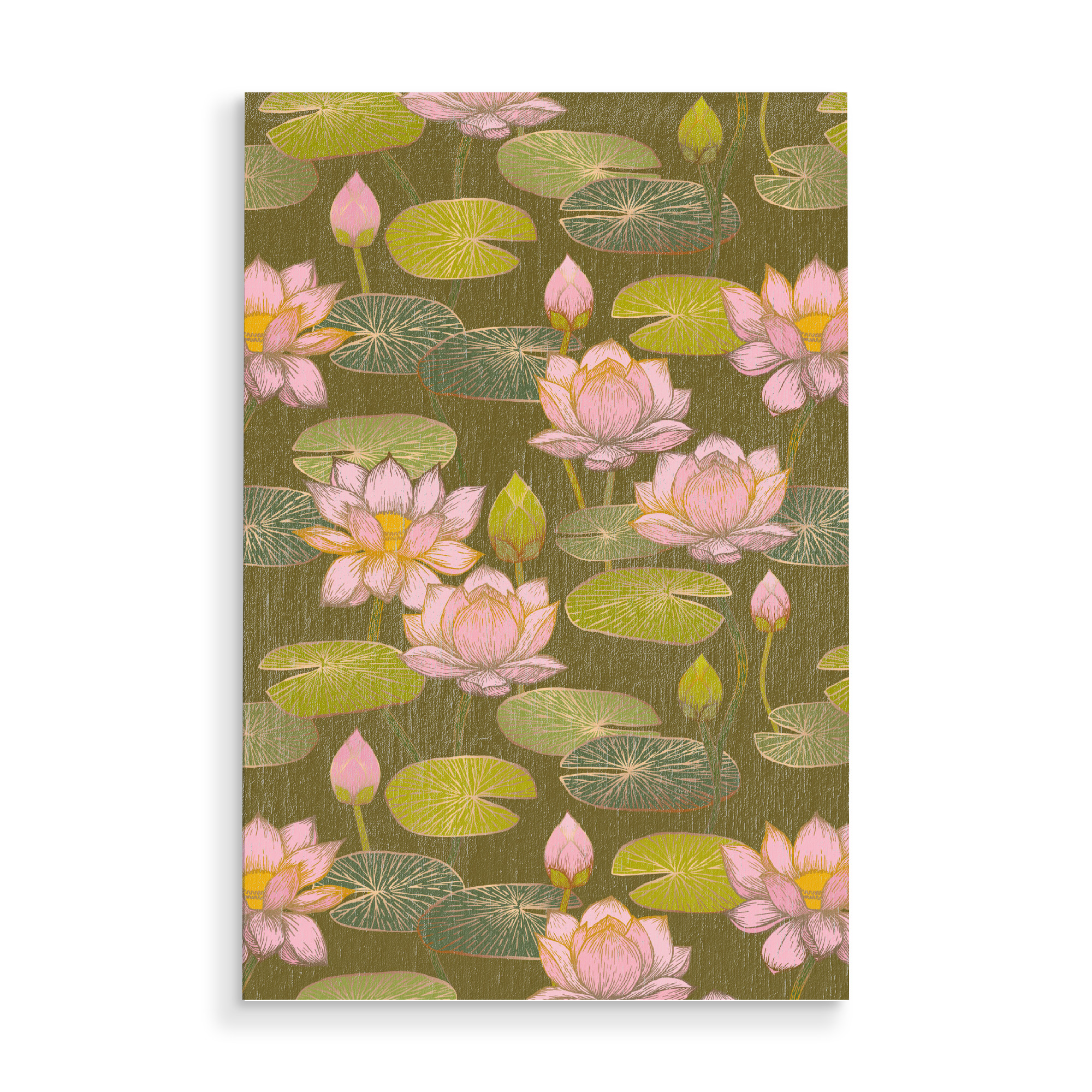 Holzbild "Cecilia Mok - Lotusblüten Moos" artboxONE - Natur,Floral