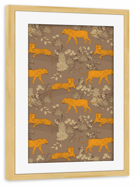 Poster mit Rahmen kiefer "Cecilia Mok - Leoparden Bronze" artboxONE - Natur,Floral,Tiere