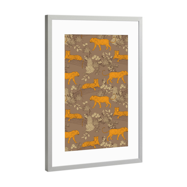 Poster mit Rahmen Silber "Cecilia Mok - Leoparden Bronze" artboxONE - Natur,Floral,Tiere