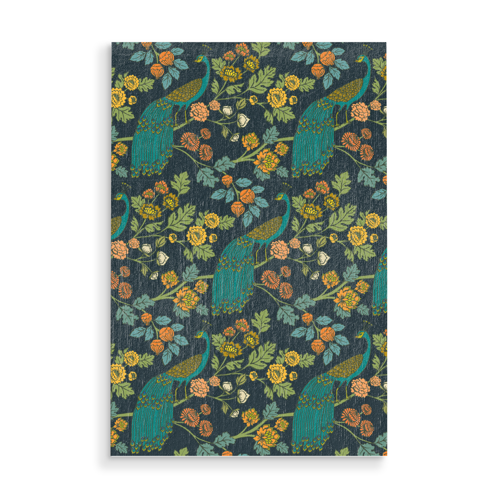 Holzbild "Cecilia Mok - Pfauengarten grün" artboxONE - Natur,Floral,Tiere