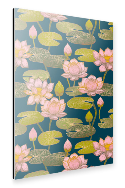Alu-Dibond "Cecilia Mok - Lotusblüten blau" 30x20 cm artboxONE