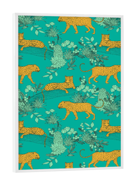 Poster mit weißem Rahmen "Cecilia Mok - Leoparden Ocean" artboxONE - Natur,Floral,Tiere
