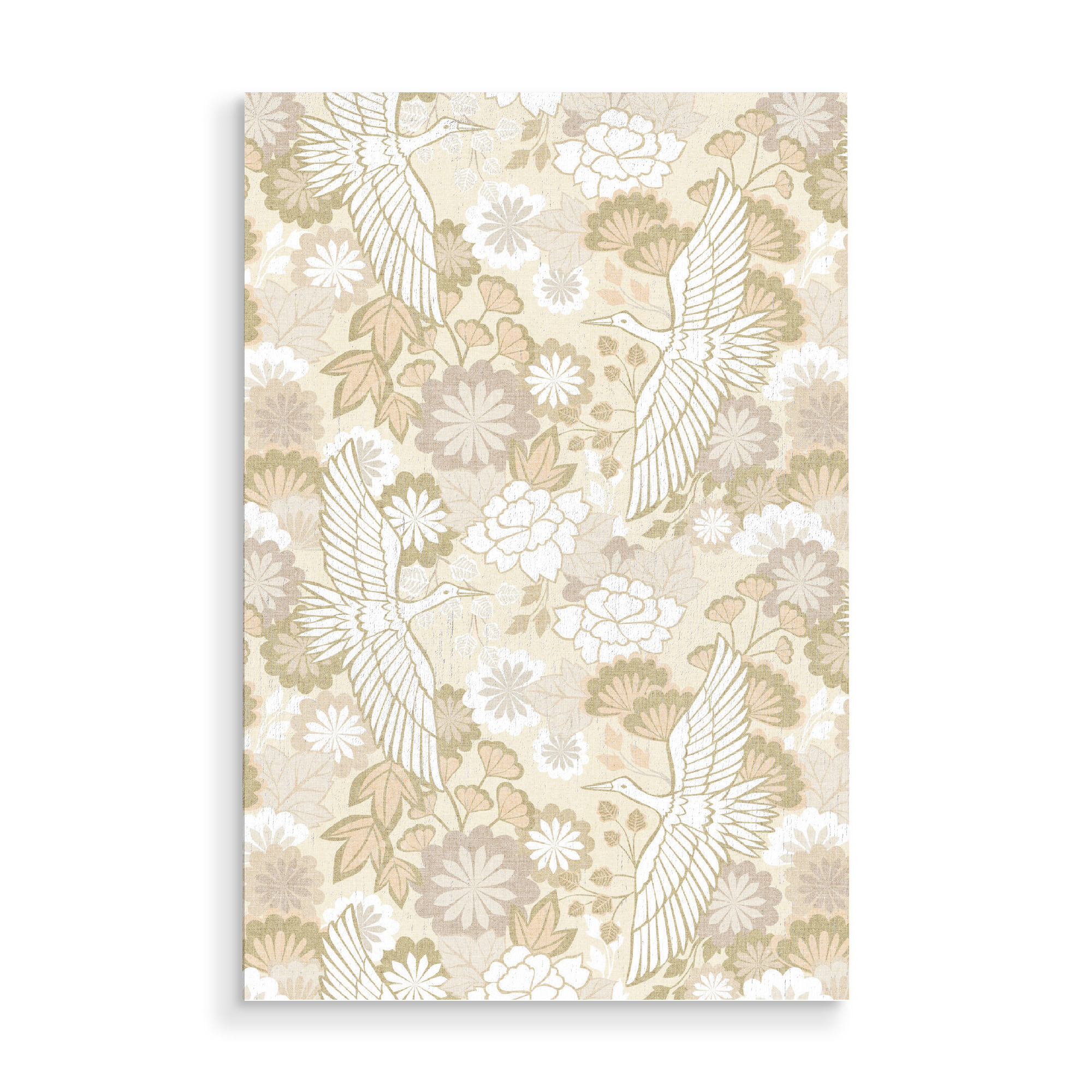 Holzbild "Cecilia Mok - Kraniche Beige" artboxONE - Natur,Floral,Tiere