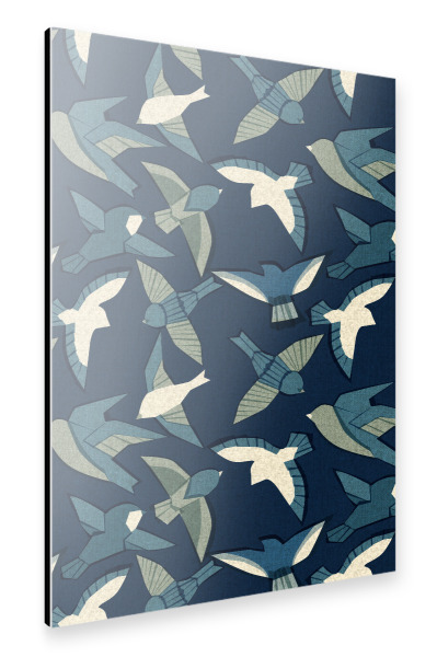 Alu-Dibond "Cecilia Mok-Itakime Vögel Indigo" 30x20 cm artboxONE