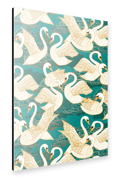 Alu-Dibond "Cecilia Mok - Schwäne Blaugrün" 30x20 cm artboxONE