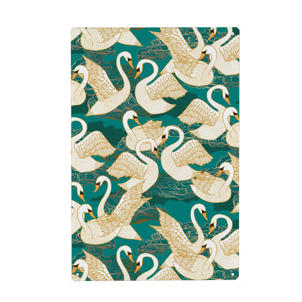 Metall Poster "Cecilia Mok - Schwäne Blaugrün" artboxONE - Natur,Tiere - Schwäne,Tiere,Enten,Vögel,Natur,Birds,Swans,Nature,Bunt,Colorful,Animals