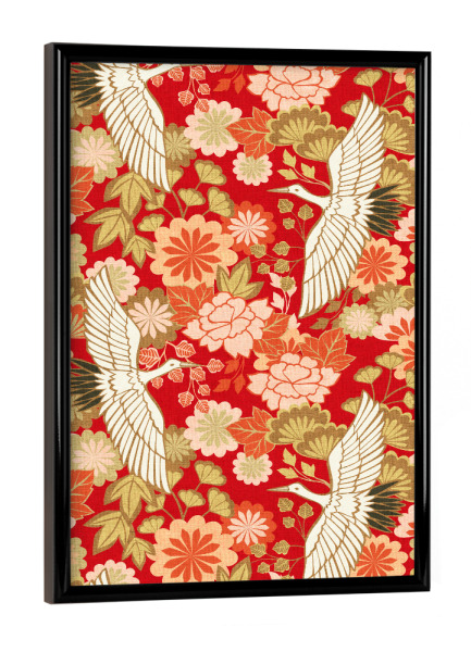 Poster mit schwarzem Rahmen "Cecilia Mok - Kraniche Rot" artboxONE - Natur,Floral,Tiere