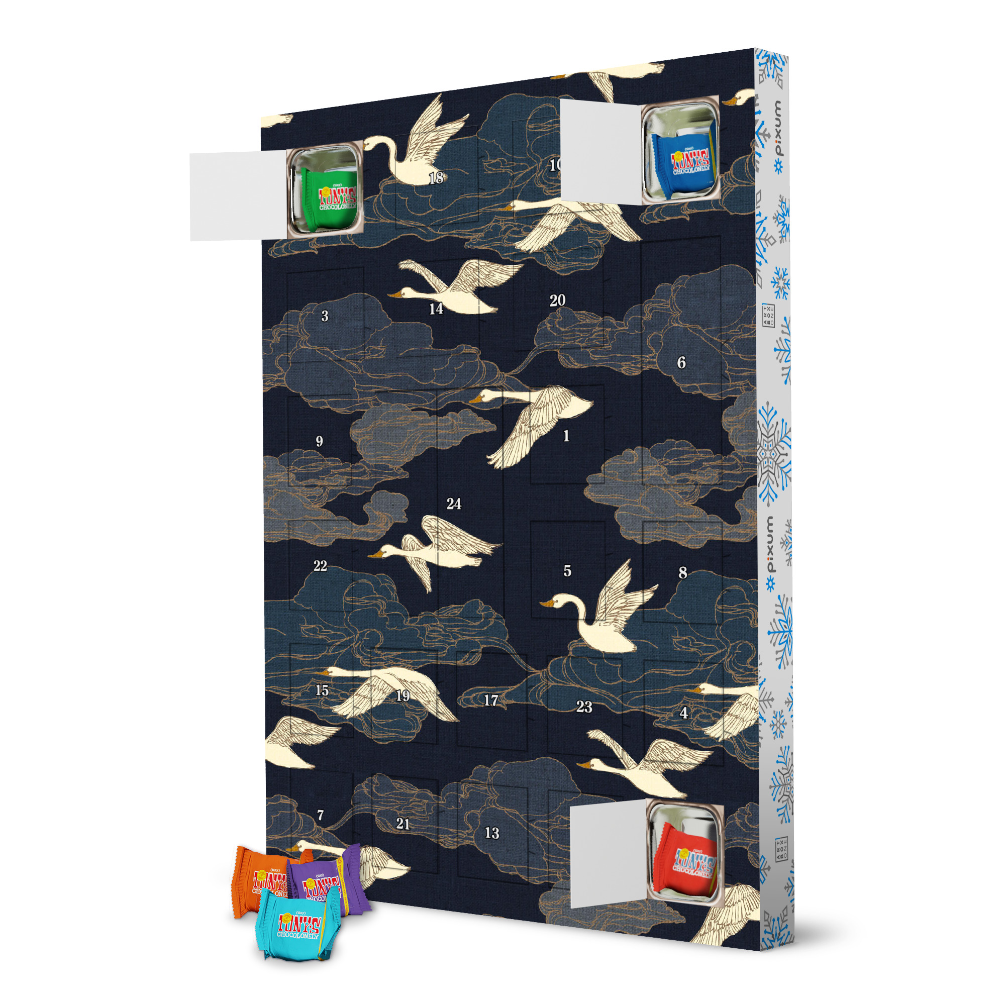 Adventskalender mit Tony's Chocolonely Cecilia Mok - Schwäne Mitternacht artboxONE Adventskalender Natur