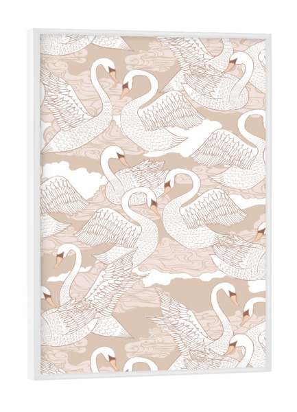 Poster mit weißem Rahmen "Cecilia Mok - Schwäne Cotton" artboxONE - Natur,Tiere - Schwäne,Vögel,Natur,Nature,Birds,Animal,Tier,Swans,Repeating
