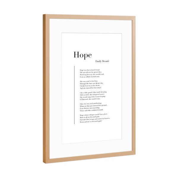 Poster mit Rahmen Kupfer "Hope von Emily Brontë" artboxONE - Typografie