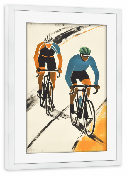 Poster mit Rahmen weiß "Rennrad Sport" artboxONE - Menschen,Sport,Sport / Motivation