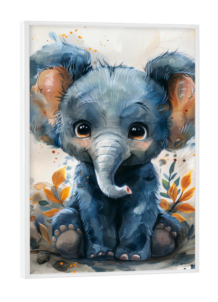 Poster mit weißem Rahmen "Baby Elephant (matart)" artboxONE - Für Kinder,Tiere