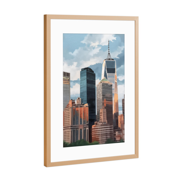 Poster mit Rahmen Kupfer "Ikonische Skyline New York" artboxONE - Städte,Städte / New York,Architektur