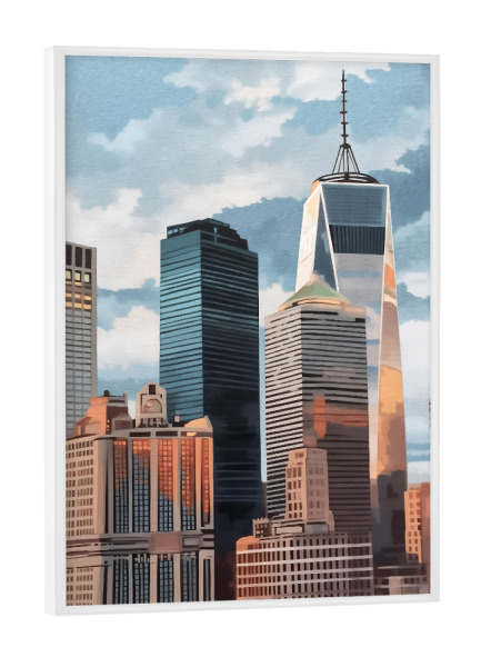 Poster mit weißem Rahmen "Ikonische Skyline New York" artboxONE - Städte,Städte / New York,Architektur
