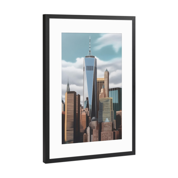 Poster mit Rahmen Schwarz (Metallic) "New York Metropole Malerei" artboxONE - Städte / New York,Architektur,Reise / Länder