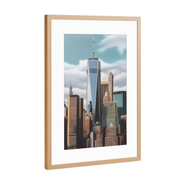 Poster mit Rahmen Kupfer "New York Metropole Malerei" artboxONE - Städte / New York,Architektur,Reise / Länder