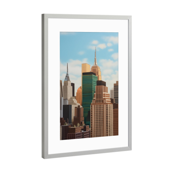 Poster mit Rahmen Silber "New York City Malerei" artboxONE - Städte,Städte / New York,Architektur
