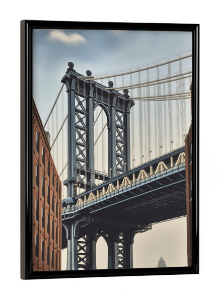 Poster mit schwarzem Rahmen "Manhattan Brücke" artboxONE - Städte / New York,Architektur,Reise / Länder