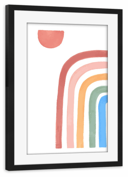 Poster mit Rahmen schwarz "Sonne und Regenbogen" artboxONE - Natur,Für Kinder,Abstrakt