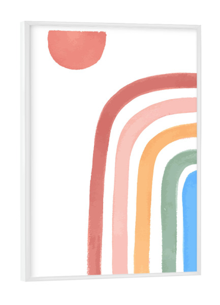 Poster mit weißem Rahmen "Sonne und Regenbogen" artboxONE - Natur,Für Kinder,Abstrakt
