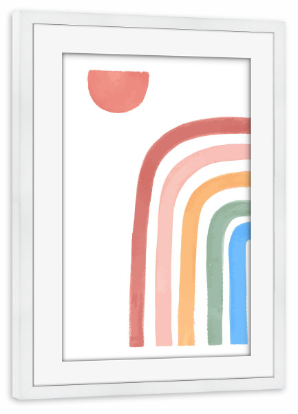 Poster mit Rahmen weiß "Sonne und Regenbogen" artboxONE - Natur,Für Kinder,Abstrakt