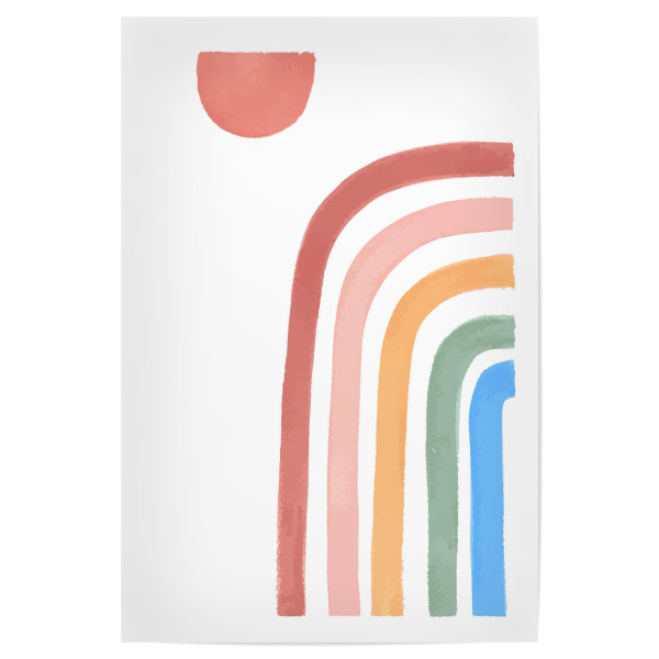 Poster 30x20 cm "Sonne und Regenbogen" artboxONE - Natur,Für Kinder,Abstrakt - Regenbogen,Kinder,Heimdekoration,Aquarell,Wandkunst,Aquarell,Abstrakt